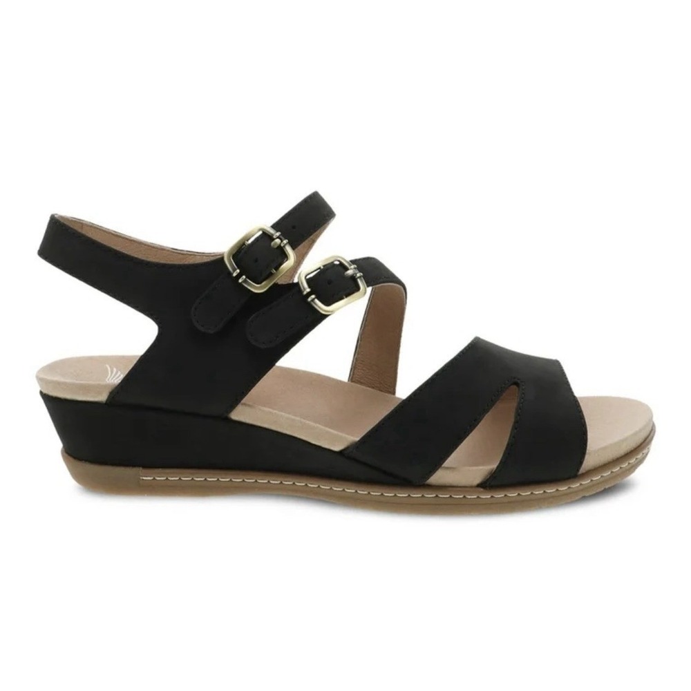 Dansko Women's Angela Sandal Black Milled Nubuck Size 40 US 9.5-10